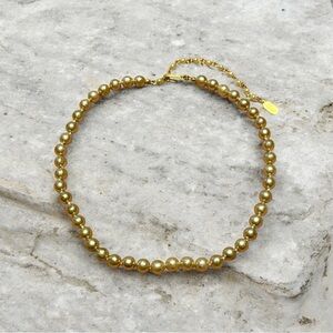 Vintage Signed Linda Dano Lustrous Rose Gold Beaded Faux Pearl Necklace